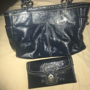 Navy Blue Coach Bag and Matching Wallet